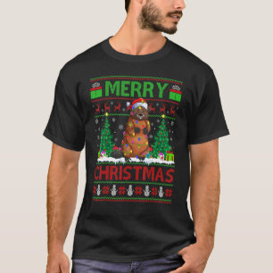 Beaver   Xmas Tree Lights Ugly Santa Beaver Christ T-Shirt