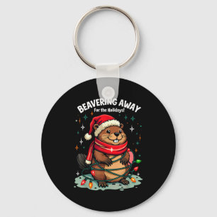 Beavering Away For The Holidays Christmas Santa Be Keychain