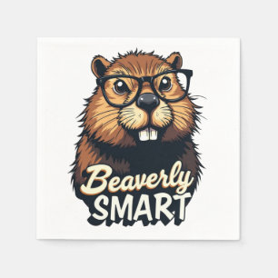 Beaverly Smart – Funny Beaver with Glasses Graphic Napkin