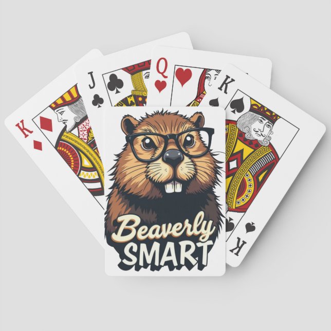 Beaverly Smart – Funny Beaver with Glasses Graphic Playing Cards (Back)