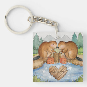 Beavers in Love Keychain