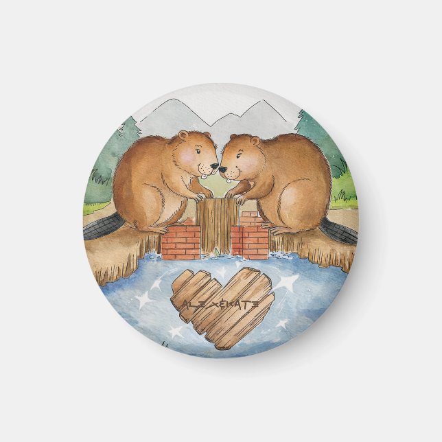 Beavers in Love Magnet (Front)