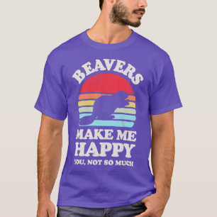 Beavers Make Me Happy Sunset Retro for Men Women T-Shirt