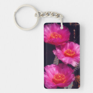Beavertail Cactus Flowers 2 Keychain