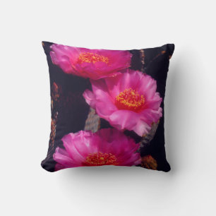 Beavertail Cactus Flowers 2 Throw Pillow