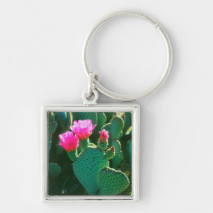 Beavertail Cactus Flowers Keychain