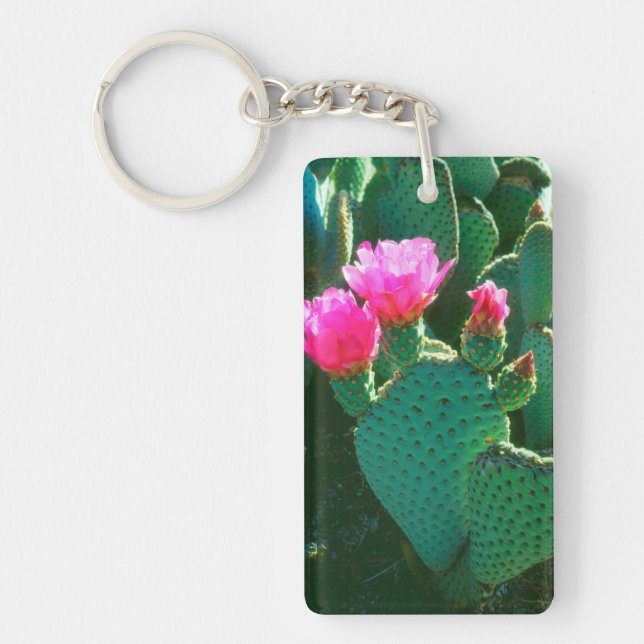 Beavertail Cactus Flowers Keychain (Front)