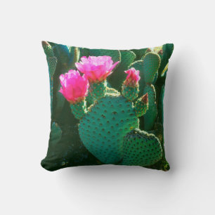 Beavertail Cactus Flowers Throw Pillow