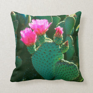 Beavertail Cactus Flowers Throw Pillow