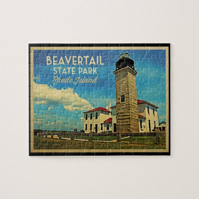 Beavertail Lighthouse Rhode Island Jigsaw Puzzle (Horizontal)