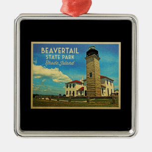 Beavertail Lighthouse Rhode Island Metal Ornament
