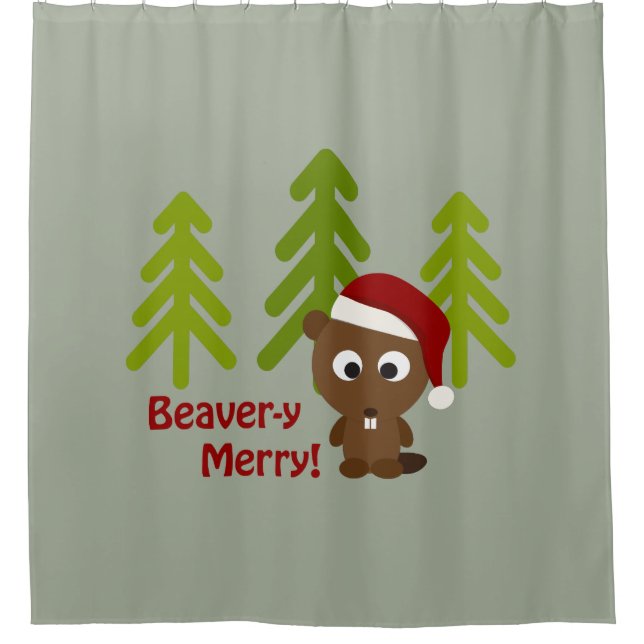 Beavery Merry! Cute Santa Beaver (Front)