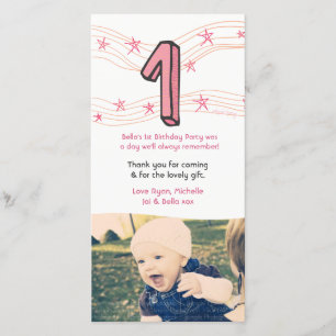 Bébé 1er anniversaire Numéro 1 Merci Carte photo