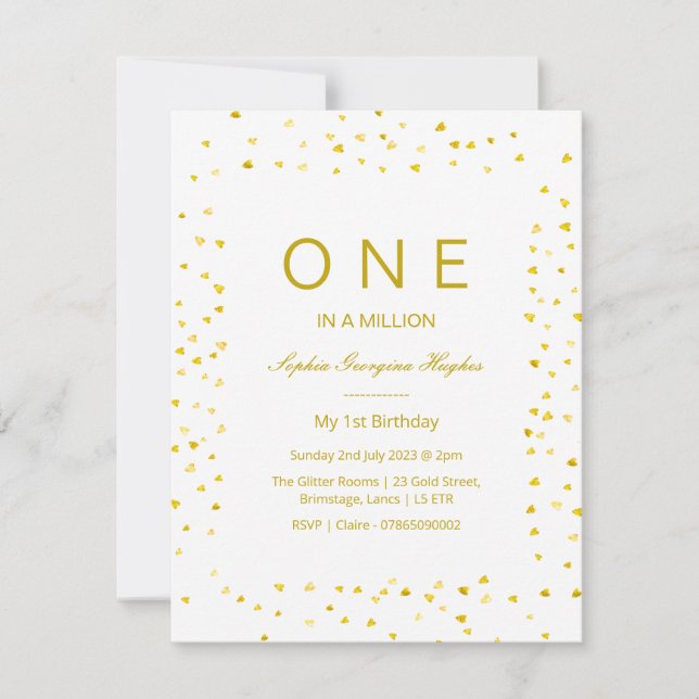 bébé 1er anniversaire, une invitation sur un milli (Devant)