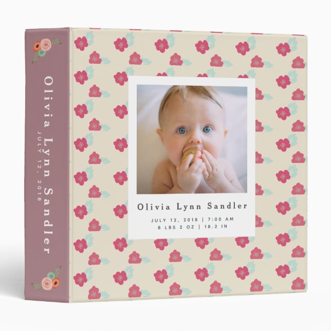 Bébé 1ère année Photo Album rose Classeur de album (Devant/Côté)