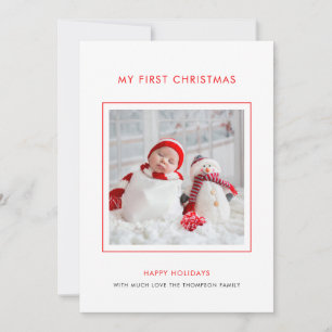 Bébé 1ère photo de Noël Carte de vacances minimali