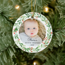 Bébé 2e ornement photo de Noël