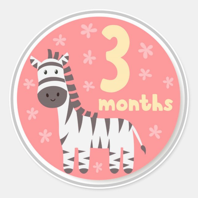 Bébé 3 mois Milestone Classic Round Sticker (Devant)
