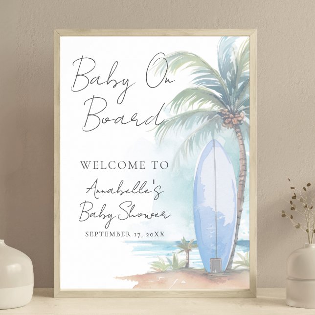 Bébé à bord Baby shower de plage Affiche de bienve (Baby On Board Beach Baby Shower Welcome Sign )