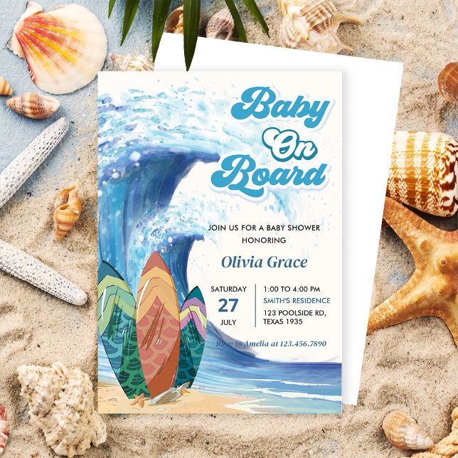 Bébé À Bord De Plage Baby shower Invitation (Créateur téléchargé)