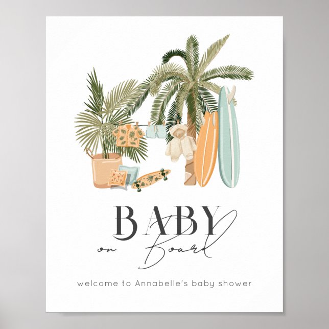 Bébé à bord Surf Affiche de bienvenue Baby shower (Devant)