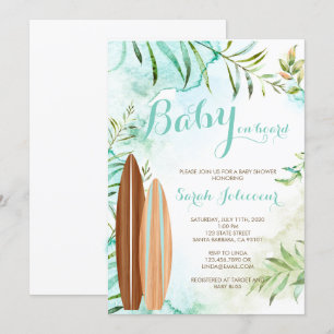 Bébé à bord Surf Baby shower Invitation