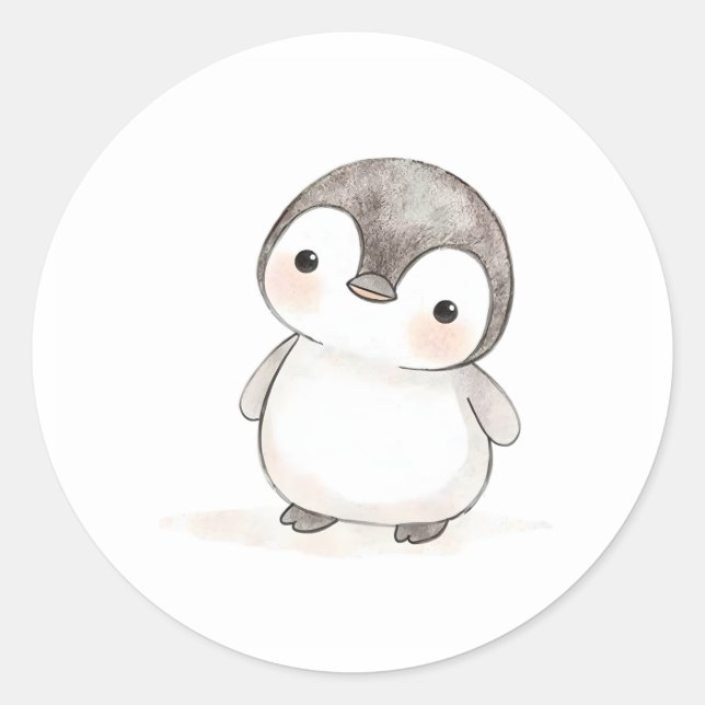 Bébé adorable Sticker Pingouin Aquarelle Imprimer (Devant)