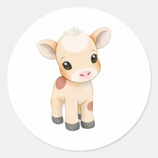 Bébé adorable Sticker Vache Aquarelle Imprimer