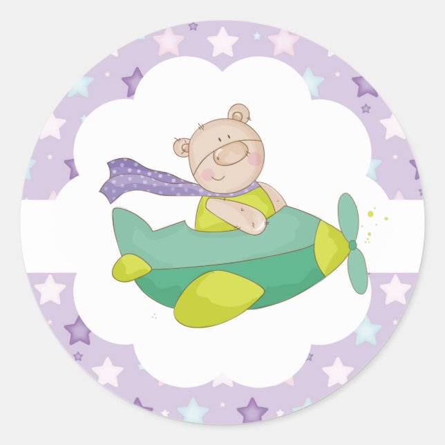 Bébé adorable Teddy Bear Classic Round Sticker (Devant)