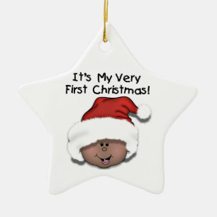 Bébé afro-américain 1er ornement de Noël