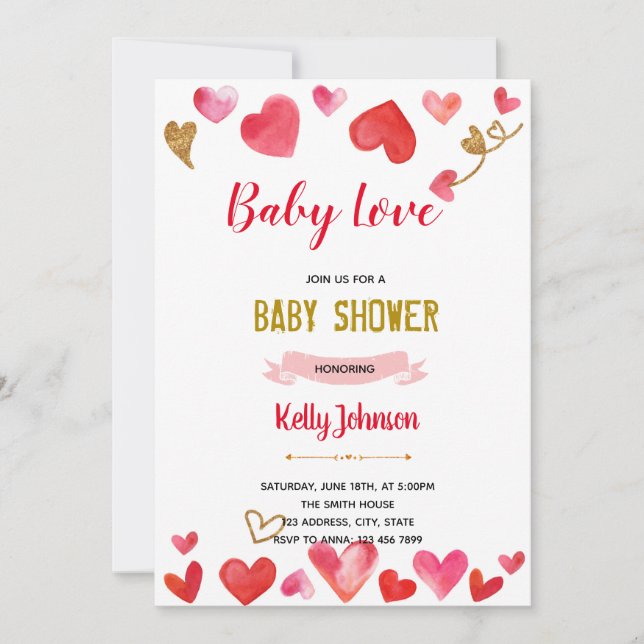Bébé amour invitation douche (Devant)
