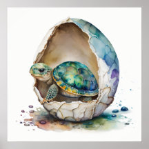 Bébé animal pour la pépinière, affiche de la tortu