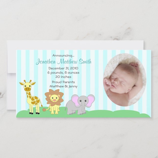 Bébé Animaux Annonces de naissance Carte photo (Devant)