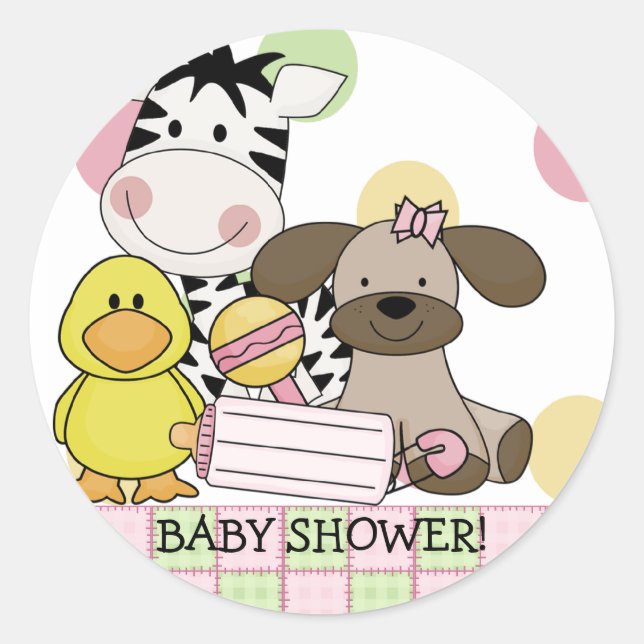 Bébé Animaux Baby shower Sticker (Devant)