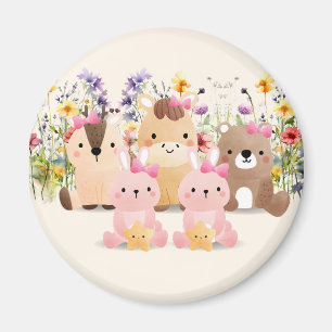 Bébé Animaux Et Fleur sauvage Magnet