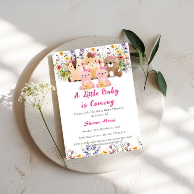 Bébé Animaux Et Invitation Fleur sauvage Baby show (Créateur téléchargé)