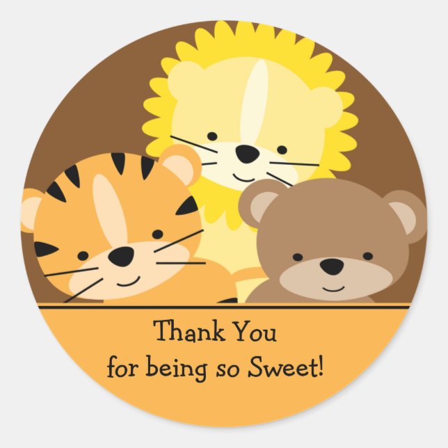 Bébé Animaux Merci Sticker (Devant)