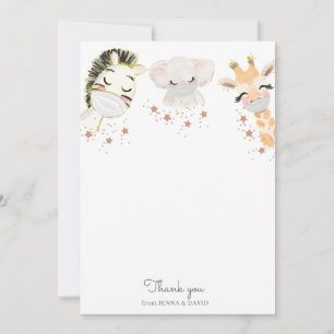 bébé animaux visage masque Baby shower Carte de re
