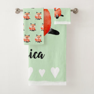 Bébé aquarelle Renard forestier avec nom