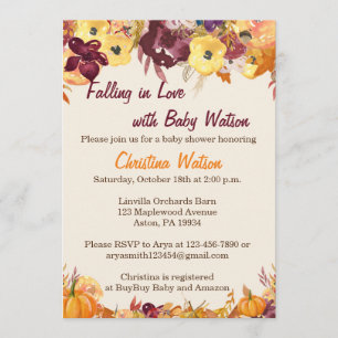 Bébé automne Invitations de douche - Chute dans l'