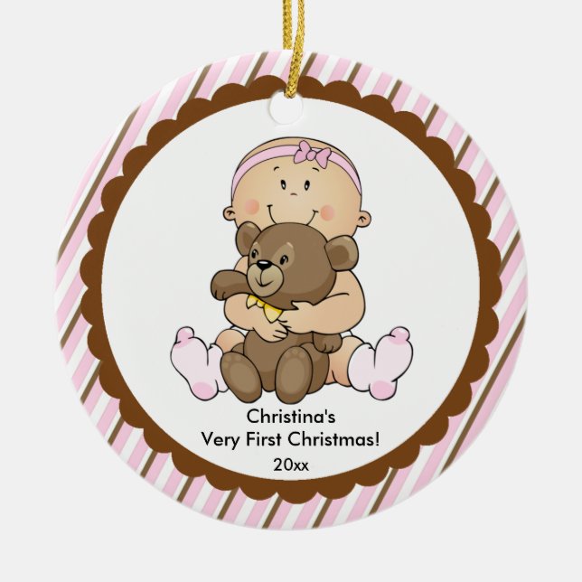 Bébé avec ornement de Noël du bébé d'ours le (Devant)