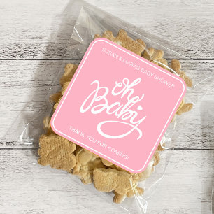 Bébé Baby shower Carré Sticker - Rose
