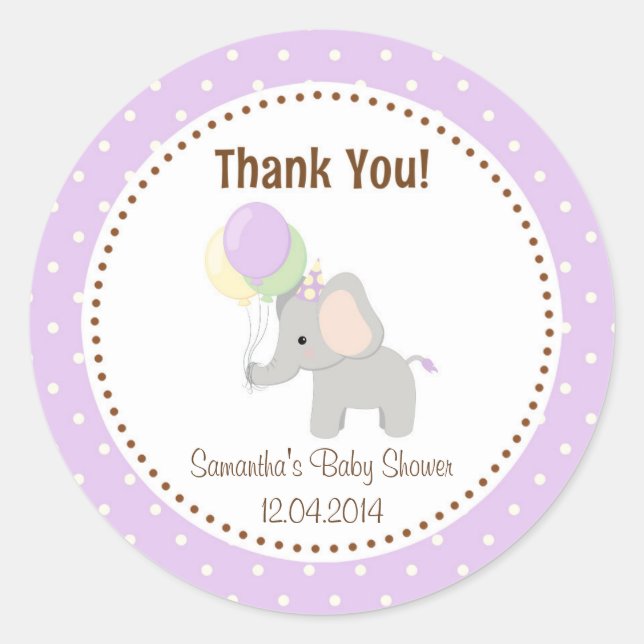 Bébé Baby shower éléphant Sticker violet (Devant)