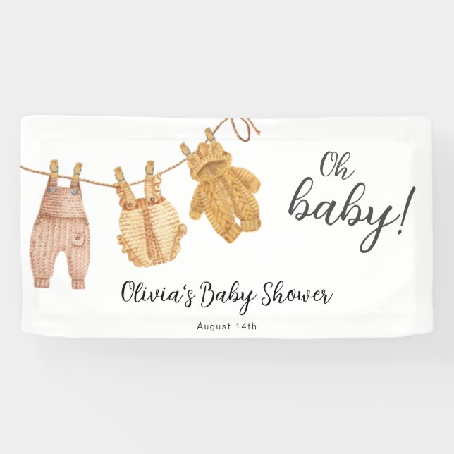 Bébé Bannière de Baby shower neutre entre les sexe (Horizontal)