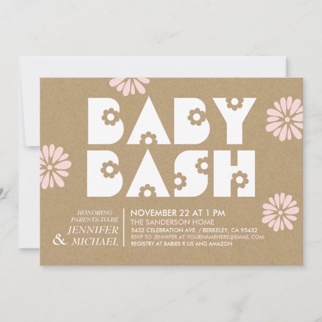 Bébé Bash| Invitations de douches pour bébés Papie (Devant)
