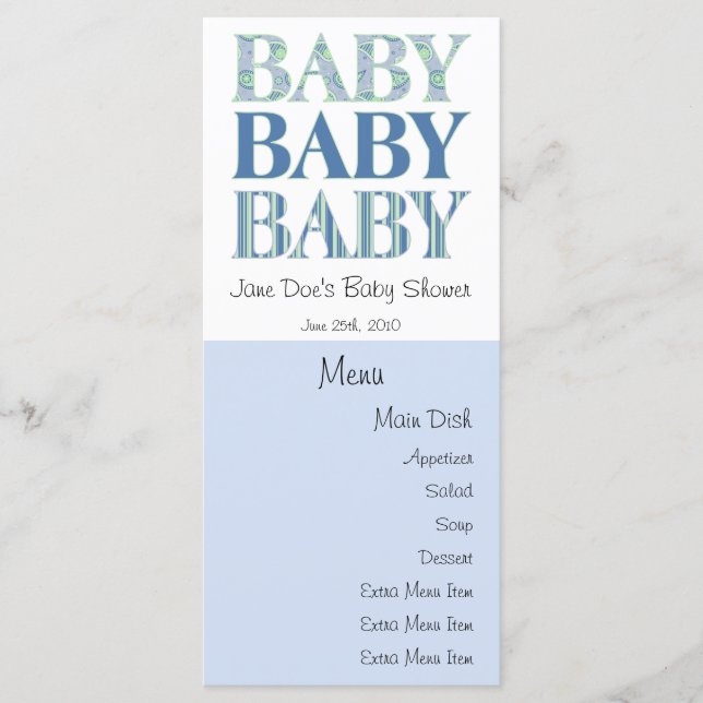 Bébé, bébé, carte de menu de bébé (Devant)