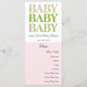 Bébé, bébé, carte de menu de bébé