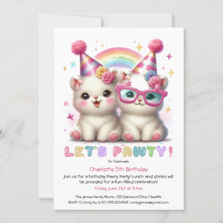 Bébé blanc adorable Animaux Invitation Anniversair