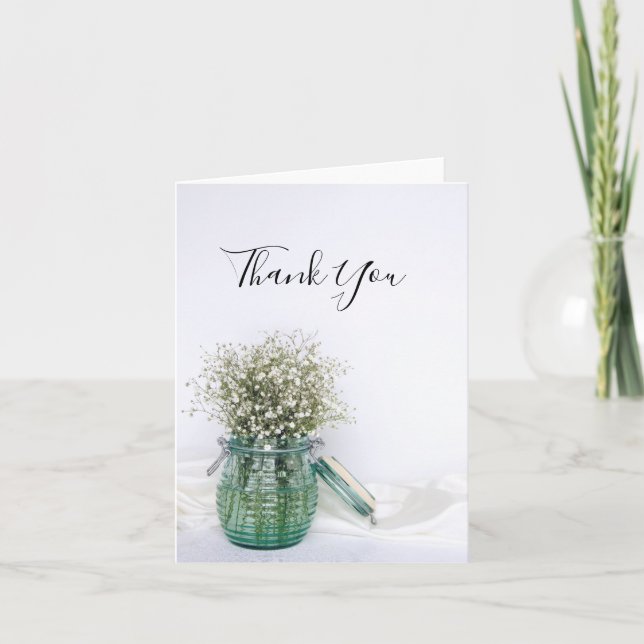 Bébé blanc respire en Merci Mariage bocal bleu (Devant)