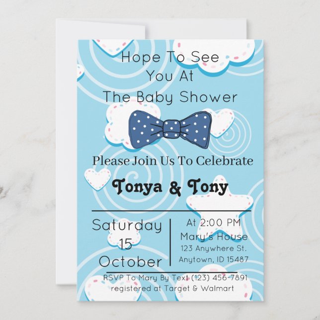 Bébé Bleu Bébé Douche Invitations (Devant)